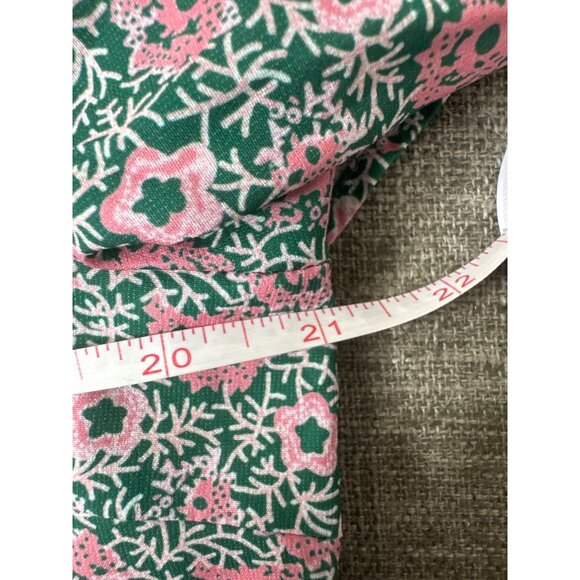Floral Print Peplum Pullover Shirt Top Womens XL Green Pink Short Sleeve Summer - Picture 5 of 6